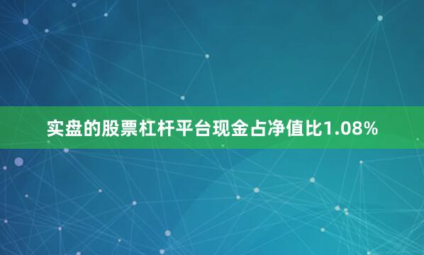 实盘的股票杠杆平台现金占净值比1.08%